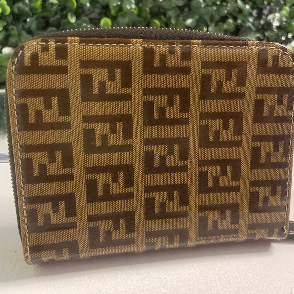 RARE SET: Fendi Zucchino coated canvas PVC compact bi-fold + crossbody bag - Picture 2 of 12